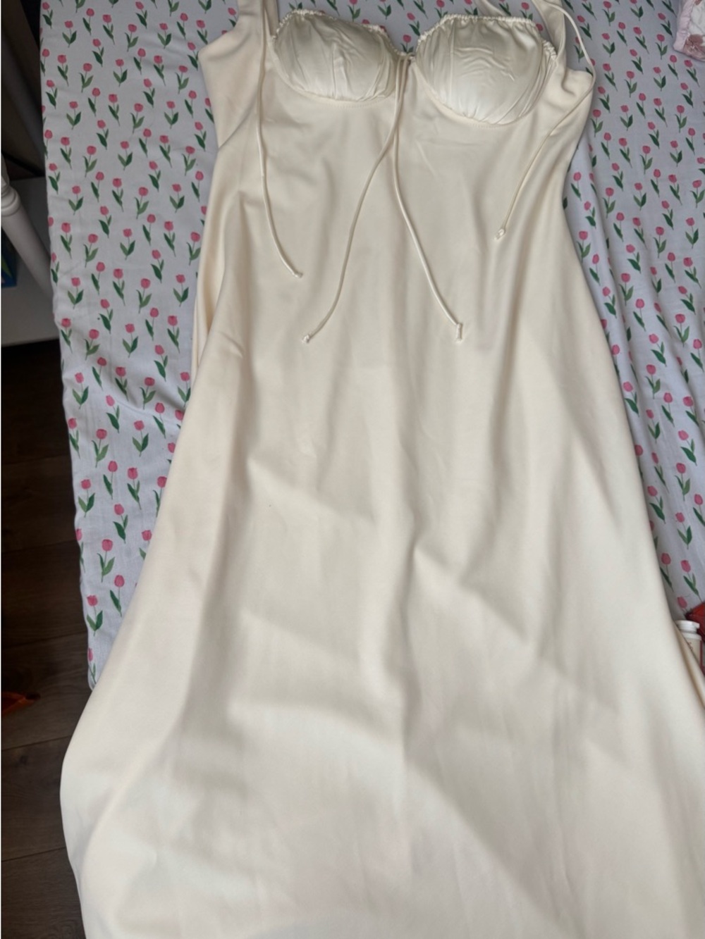 Cream Bustier Maxi Slip Dress